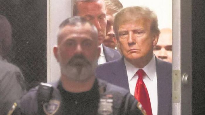 Former US President Donald Trump appearing before the court