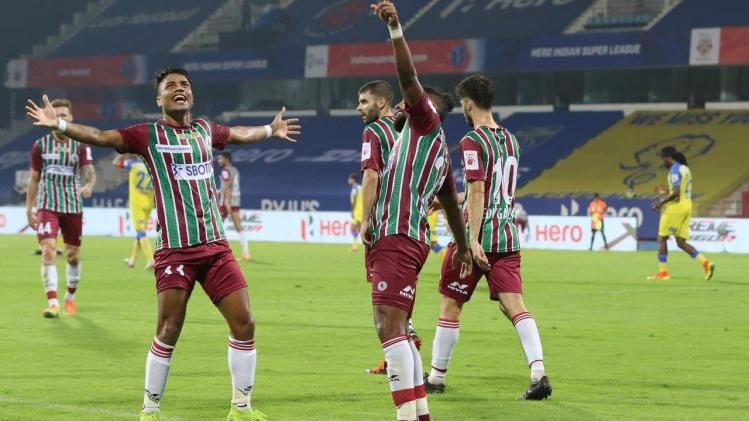 প্রথম লেগের ম্যাচে কেরালার বিরুদ্ধে রয় কৃষ্ণার গোলের পর এটিকে মোহনবাগানের উচ্ছ্বাস (ছবি - টুইটার)