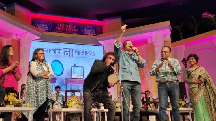 KIFF-এ সিনে আড্ডায় সঙ্গীত শিল্পীরা (ছবি: সৌমিতা চৌধুরী)