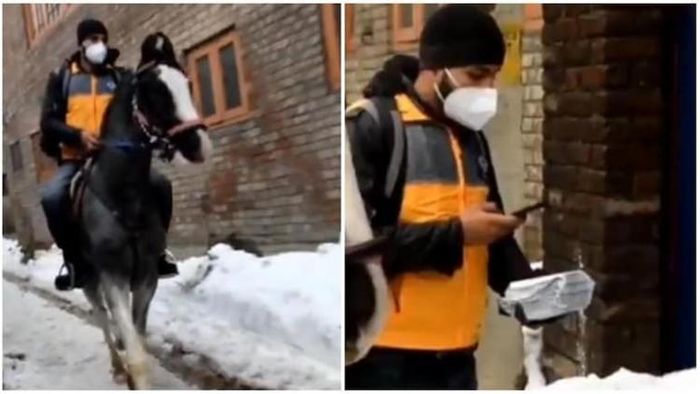 অ্যামাজনের ডেলিভারি এল ঘোড়ায় চড়ে! দৃশ্য দেখে চোখ কপালে নেটিজেনদের