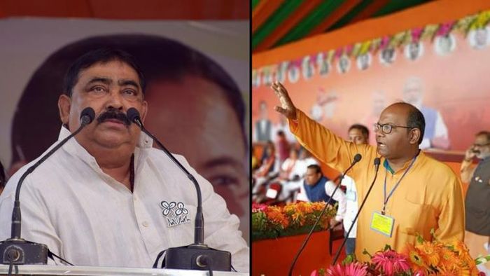 তৃণমূল নেতা অনুব্রত মণ্ডল এবং বিজেপি নেতা সায়ন্তন বসু