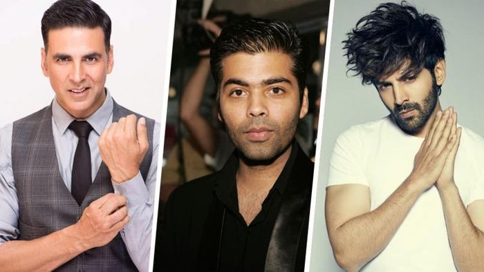 অক্ষয় কুমার, করণ জোহার ও কার্তিক আরিয়ান (ছবি: ফেসবুক)