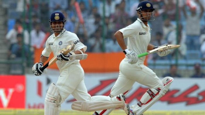 টেস্ট ম্যাচে দ্রাবিড় ও শচীন। ফাইল ছবি।