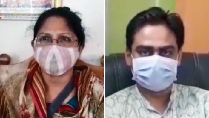 মমতাবালা ঠাকুর এবং শান্তনু ঠাকুর। ছবি: দীপক দেবনাথ