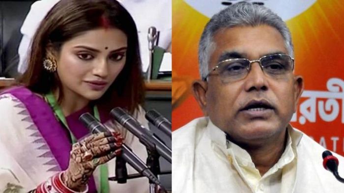 দিলীপ ঘোষ ও নুসরত জাহান।