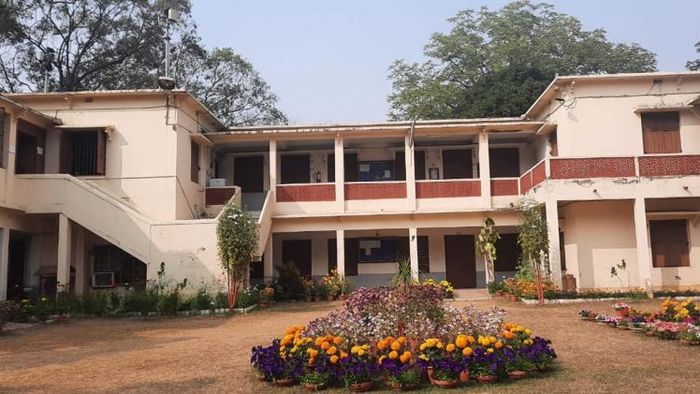 বিশ্বভারতী বিশ্ববিদ্যালয়ের সঙ্গীত ভবন। ছবি: ভাস্কর মুখোপাধ্যায়