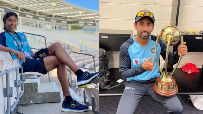 ভারতীয় দলের জার্সি গায়ে বাংলার ঝুলন গোস্বামী ও ঋদ্ধিমান সাহা। ফাইল ছবি। সৌজন্য- ইনস্টাগ্রাম