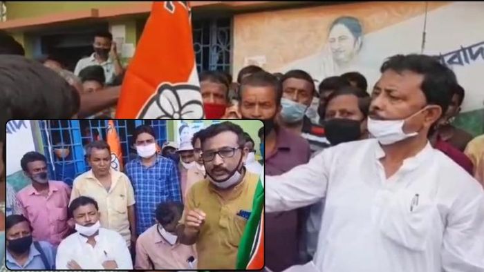 তৃণমূলে যোগ দিলেন কেতুগ্রামের বেশ কয়েকজন বিজেপি নেতা-কর্মী। মঙ্গলবার। ছবি: সুজাতা মেহরা