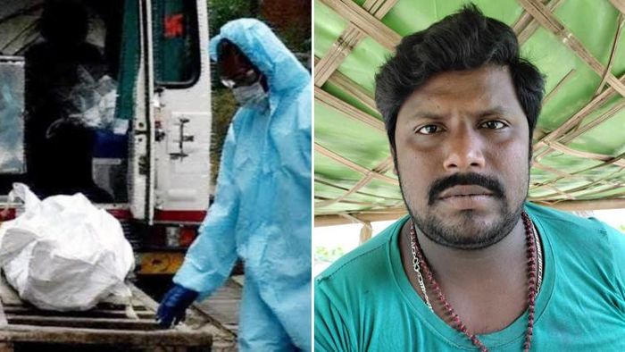 বেচু ঘোষ লেগে পড়েছেন মরদেহের শেষকৃত্য সম্পন্ন করার কাজে। ছবি: ভাস্কর রায়