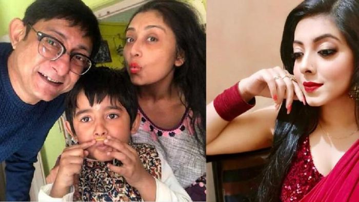 কাঞ্চন, পিঙ্কি এবং ছেলে ওশো, পাশে শ্রীময়ী