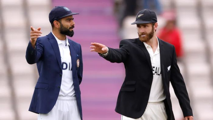 বিশ্ব টেস্ট চ্যাম্পিয়নশিপের ম্যাচে বিরাট ও উইলিয়ামসন। দ্বিতীয় দিনে সাউদাম্পটনে।