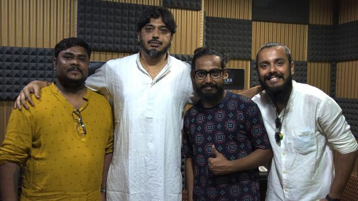 রেকর্ডিং স্টুডিওতে অর্কদীপ মিশ্র ও স্নিগ্ধজিৎ ভৌমিক