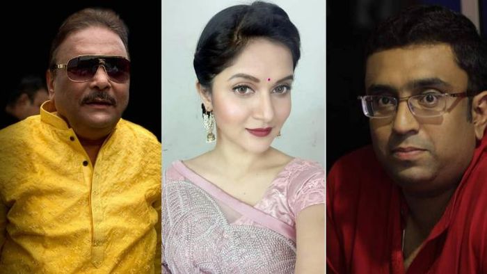 মদন মিত্র, রাফিয়াত রশিদ মিথিলা ও রাজর্ষি দে (বাম দিক থেকে)