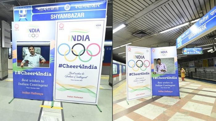 কলকাতা মেট্রো রেলের বিভিন্ন স্টেশনে বসেছে এমনই সেলফি পয়েন্ট। ছবি সৌজন্য: টুইটার