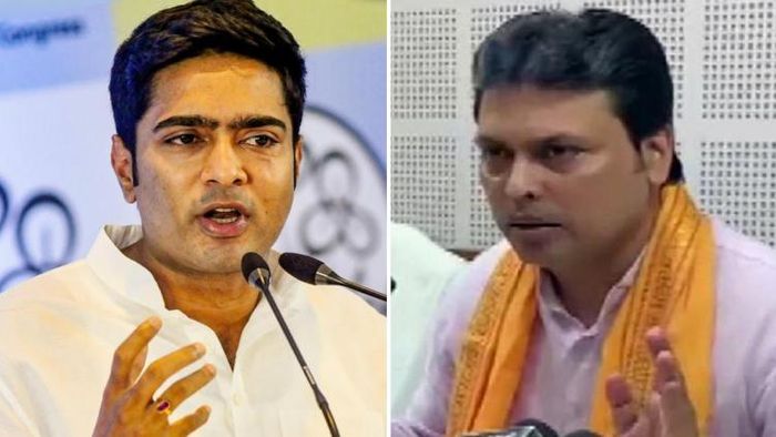 অভিষেক বন্দ্যোপাধ্যায় ও বিপ্লব দেব (বামদিক থেকে)