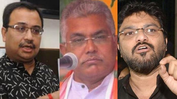 কুণাল ঘোষ, দিলীপ ঘোষ, বাবুল সুপ্রিয় (বামদিক থেকে)