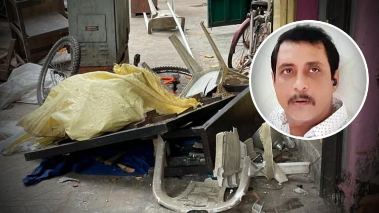 ক্লাব ভাঙচুর ঘিরে তপ্ত সন্তোষ মিত্র স্কোয়্যার এলাকা, সজল ঘোষ (ইনসেটে)। ছবি: রাজেশ সাহা