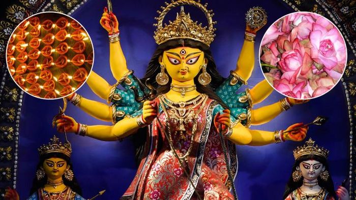 সন্ধি পুজোয় দেবীকে উৎসর্গ করা হয় ১০৮ টি পদ্ম ফুল