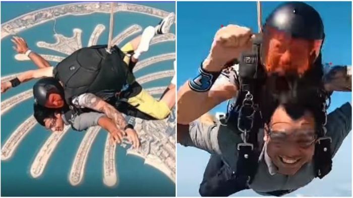 স্কাইডাইভিং করছেন নীরজ চোপড়া
