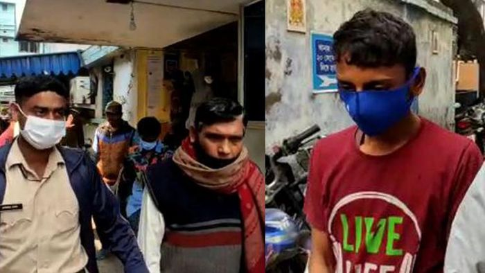 অভিযুক্ত সরোবর তাঁতি এবং রাজবলি তাঁতি। ছবি: ভোলানাথ সাহা