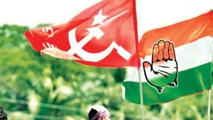 সিপিএম ও কংগ্রেসের পতাকা- ফাইল ছবি।