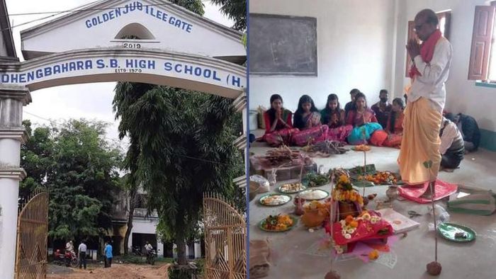 স্কুলে সত্যনারায়ণ পুজোর আয়োজন