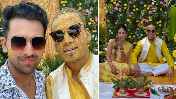 দীপক চাহারের সঙ্গে তাঁর ভাই রাহুল। বিয়ের সময় ঈশানির সঙ্গে রাহুল