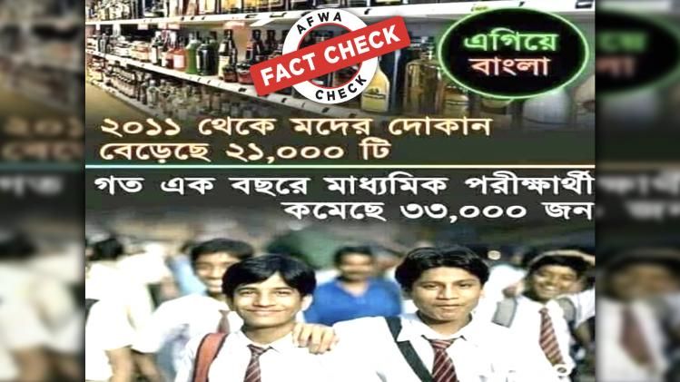 রাজ্যে ২১,০০০ মদের দোকান বৃদ্ধি পেয়েছে আর কমছে মাধ্যমিক পরিক্ষাত্রী, এই দাবি সত্যি নয়