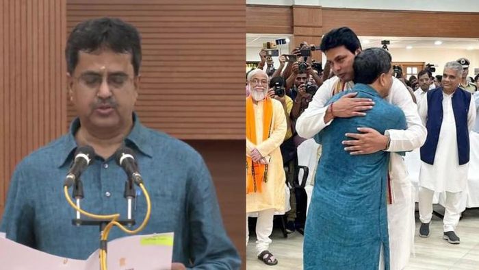 মানিক সাহার শপথগ্রহণ।