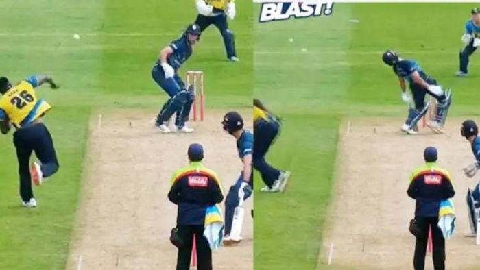 ব্যাটারের দিকে কার্লোস ব্র্যাথওয়েটের ছোড়া বল (টুইটার)