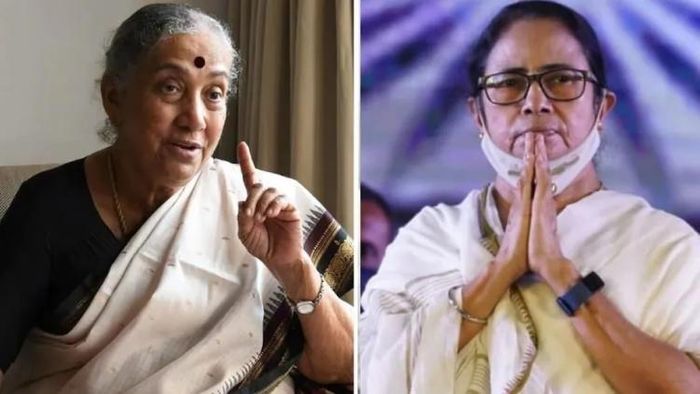 মার্গারেট আলভা (বাঁদিকে) এবং মমতা বন্দ্যোপাধ্যায় (ডানদিকে)