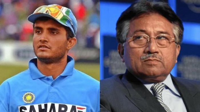 সৌরভ গঙ্গোপাধ্যায় ও পারভজ মোশারফ (বামদিক থেকে)