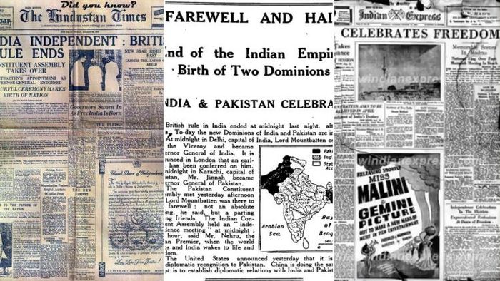 ১৯৪৭ সালের ১৫ অগাস্টের বিভিন্ন সংবাদপত্রের প্রথম পাতা