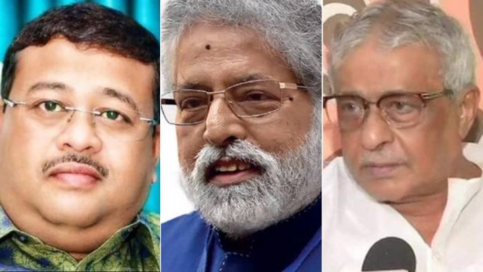 দিব্যেন্দু অধিকারী, সুদীপ বন্দ্যোপাধ্যায় ও শিশির অধিকারী (বামদিক থেকে)