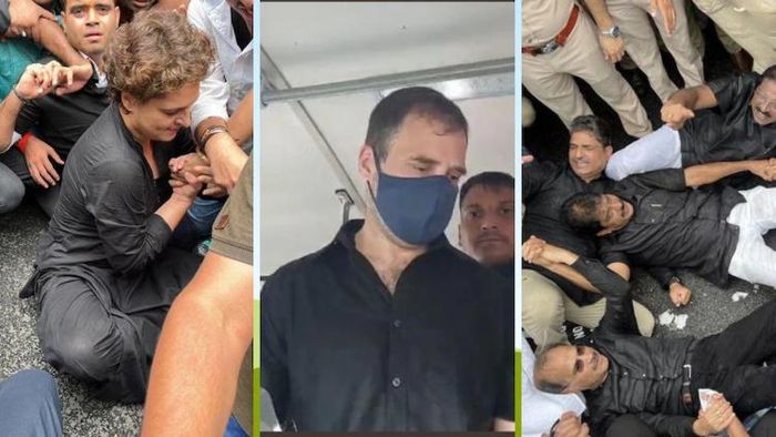 দিল্লিতে কংগ্রেসের বিক্ষোভ, আটক রাহুল ও প্রিয়াঙ্কা।