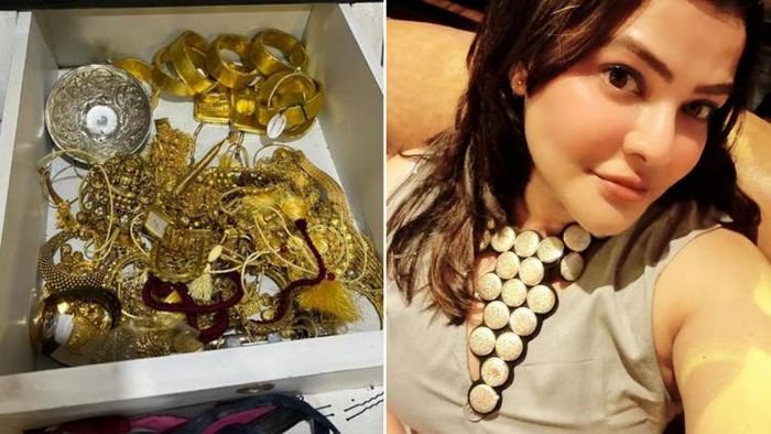 অর্পিতা মুখোপাধ্য়ায় (ডানদিকে), উদ্ধার হওয়া গয়না