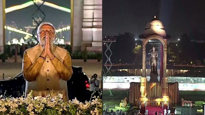 নেতাজির মূর্তি উন্মোচন মোদীর।