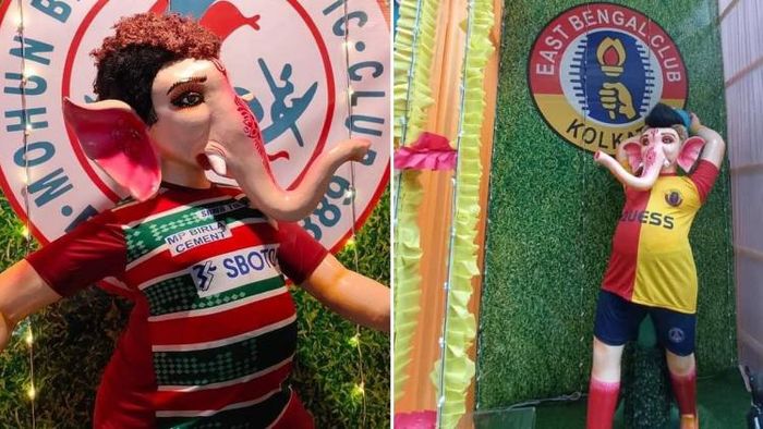 মোহনবাগান ও ইস্টবেঙ্গলের জার্সিতে গণেশ