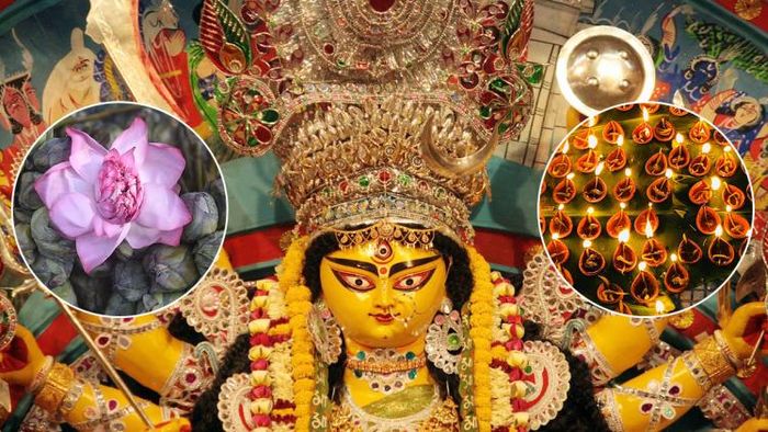 সন্ধিপুজোয় ১০৮ পদ্ম ও প্রদীপ আবশ্যক