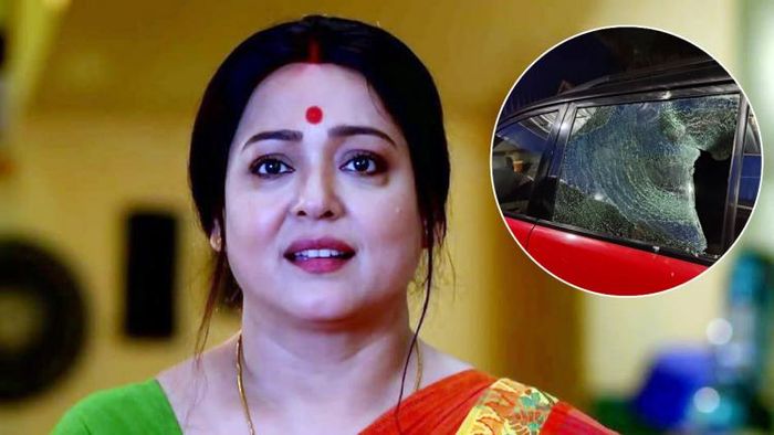 ইটবৃষ্টিতে ভেঙে গেছে অপরাজিতা আঢ্যর গাড়ির কাঁচ