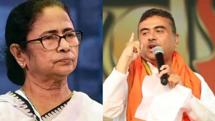 মমতা বন্দ্যোপাধ্যায় ও শুভেন্দু অধিকারী।