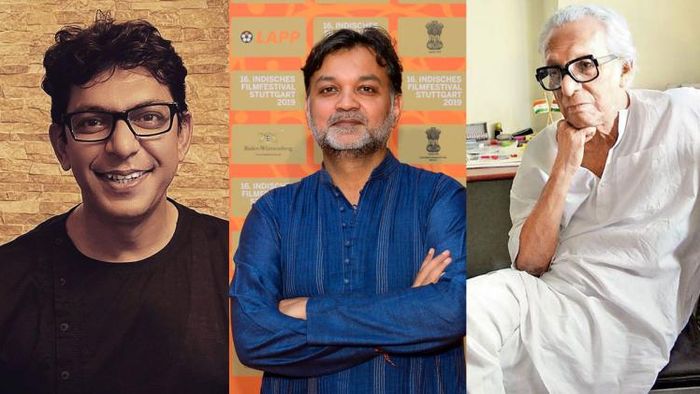 চঞ্চল চৌধুরী, সৃজিত মুখোপাধ্যায় ও মৃণাল সেন (ছবি: ফেসবুক)