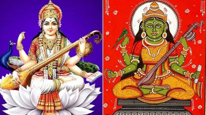 দেবী সরস্বতীর ও দেবী মাতঙ্গী (বাম দিক থেকে)