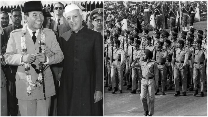 ২৬ জানুয়ারি ১৯৫০-এ ইন্দোনেশিয়ার রাষ্ট্রপতি ডঃ সুকার্নোর সঙ্গে প্রধানমন্ত্রী জওহরলাল নেহেরু