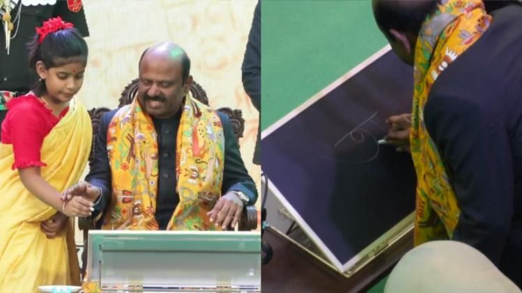 রাজ্যপালের হাতেখড়ি, লিখলেন অ-উচ্চারণ করলেন মা; হাততালি দিলেন মমতা