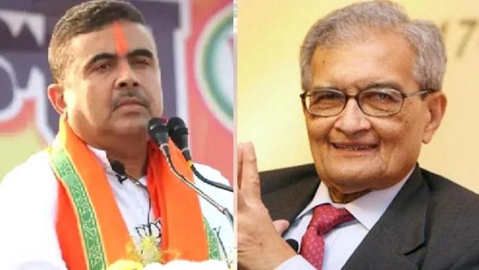 শুভেন্দু অধিকারী ও অমর্ত্য সেন (বামদিক থেকে)