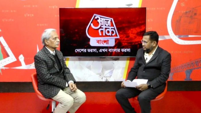 আজতক বাংলায় বিএনপি নেতা নিতাই রায়চৌধুরী।