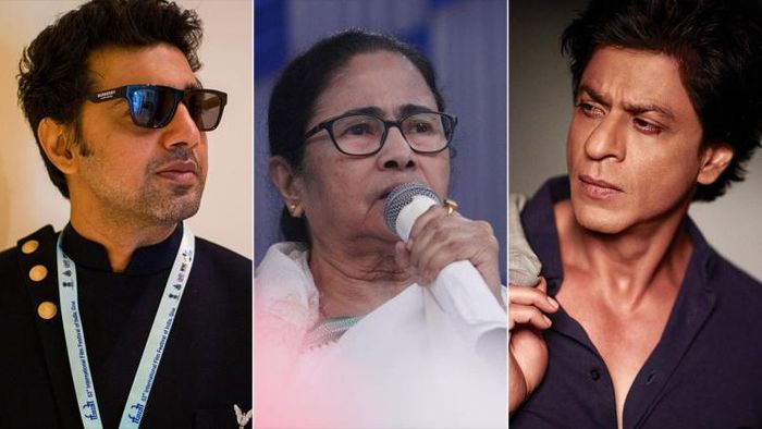 দেব, মমতা বন্দ্যোপাধ্যায় ও শাহরুখ খান (ছবি: ফেসবুক)