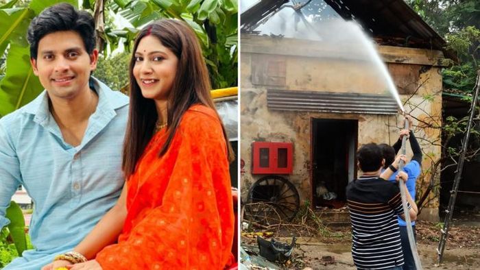 অভিনেতা রাহুল ও শুভস্মিতা, এনটিওয়ান স্টুডিও (ডান দিকে)