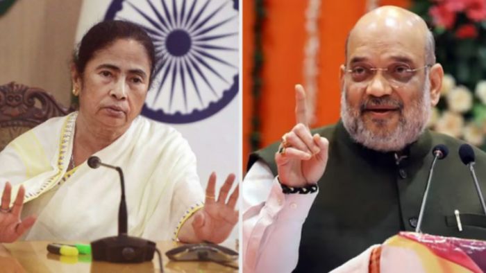 মমতা বন্দ্যোপাধ্যায় ও অমিত শাহ।